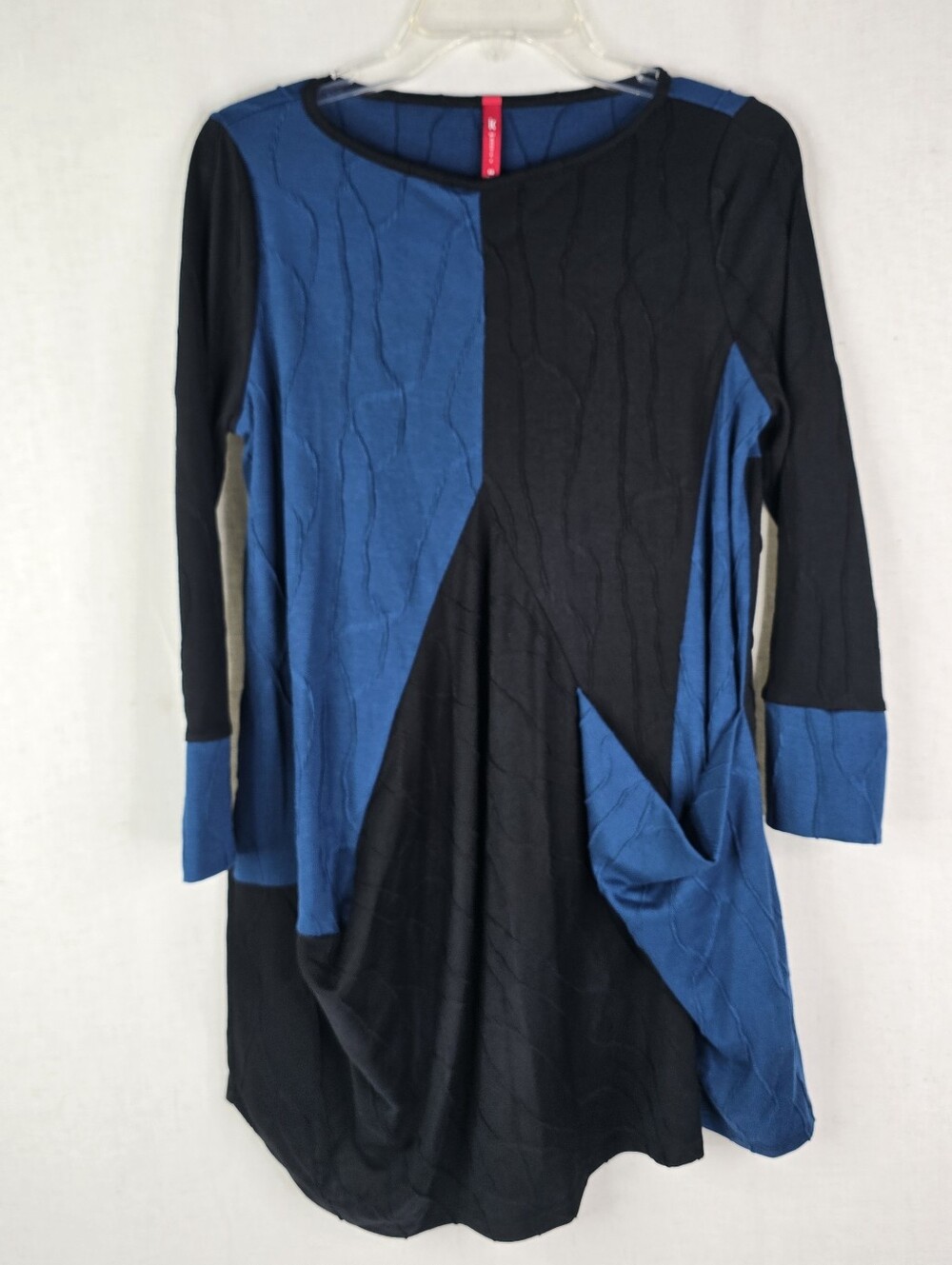 IC By Connie K Asymmetrical Tunic Women’s XS Black Blue Color Block Pocket